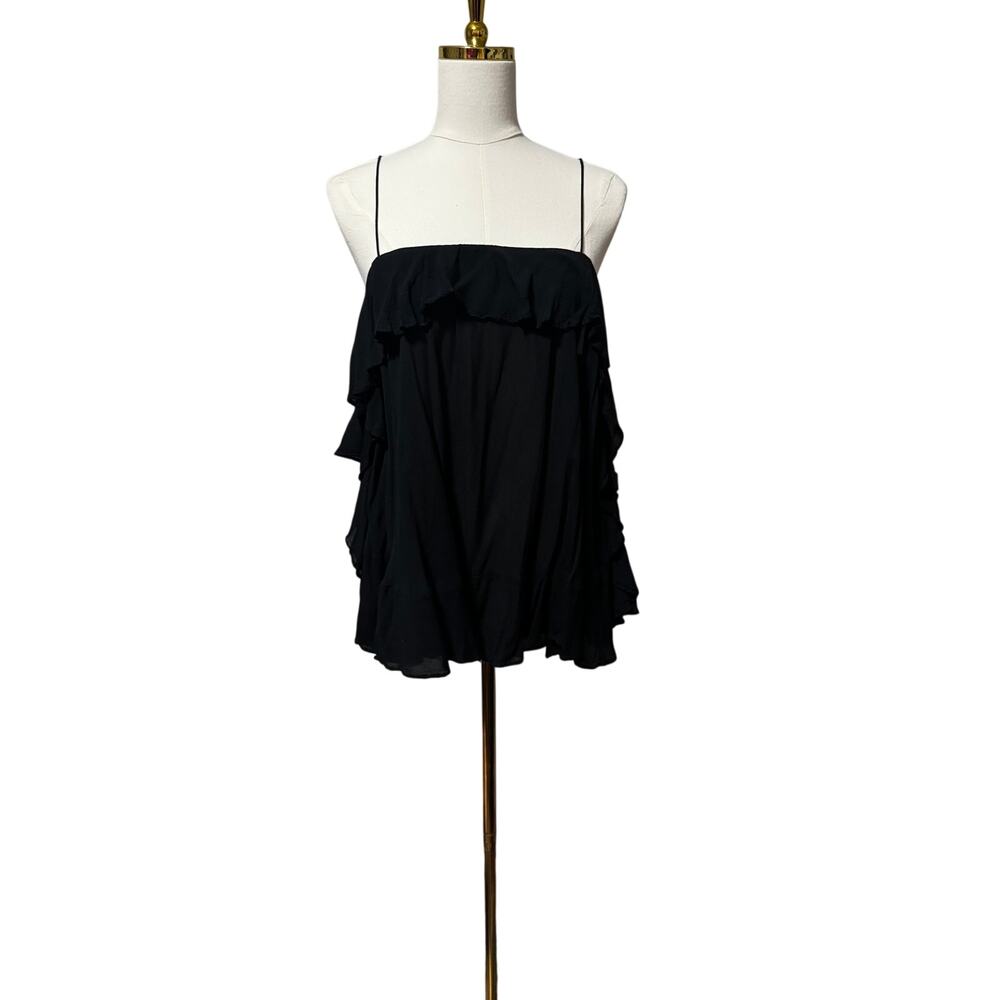 Free People Intimately Black Tiered Ruffle Cami Tank Top Size Medium
